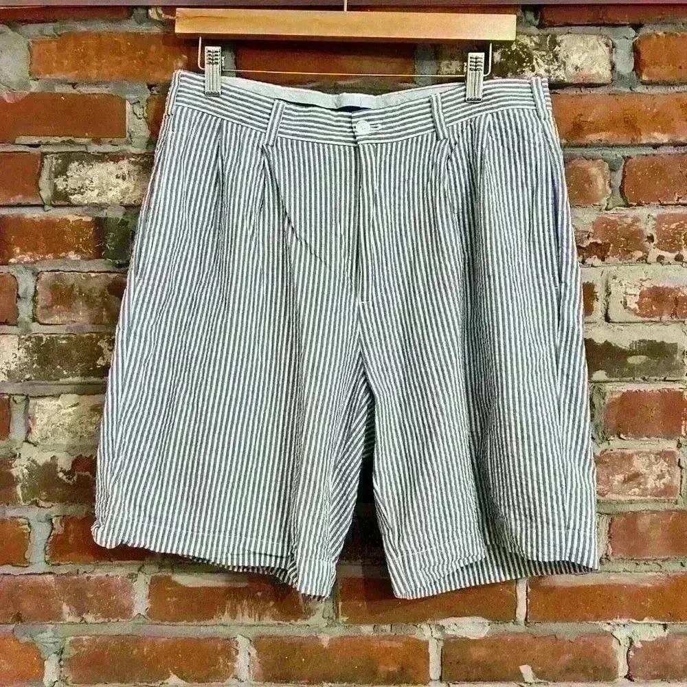 Brooks Brothers Blue and White Striped Seersucker Men's Shorts